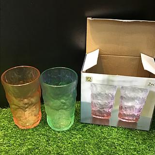 YS 星空玻璃杯 粉橙色+蓝绿色 370ml