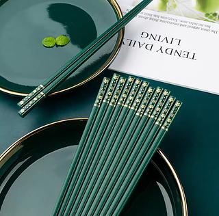 天然典 合金筷硬度高不变形不发黑 10双装