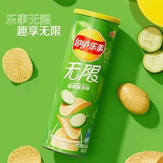Lay’s/乐事无限罐装薯片翡翠黄瓜味104g