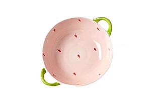 双耳盘 草莓印花