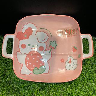 手柄盘 草莓兔子印花