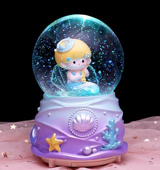 星座星团 飘雪带灯水晶球