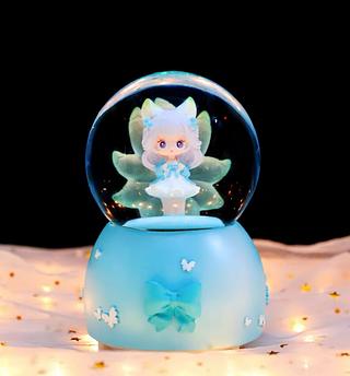 九尾狐水晶球摆件音乐八盒 蓝色